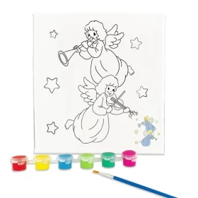 A set of Pre-Painted Canvas Paintings For Boys & Girls, Including 6 Acrylic Colors, Angel