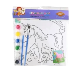 A set of Pre-Painted Canvas Paintings For Boys & Girls, Including 6 Acrylic Colors, A Unicorn