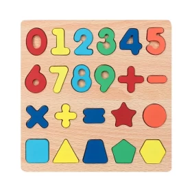 Wooden Puzzle Numbers And Shapes Matching Board Early Learning