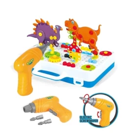 3D Creative Building Block Toolset with Electric Drill and Dinosaurs 210 Pieces