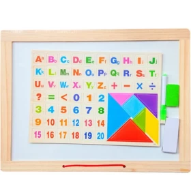 3 in 1 Educational English Drawing Chalkboard and Blackboard for Kids with Magnetic Alphabets and Numbers